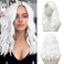 White Wig 18 Inch Medium Length Wigs for Women Middle Part Synthetic Hair Wavy Wig with Upgraded Strands,Natural Hair Wig for Daily Party/Halloween Use 18Inch,White