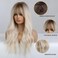 Esmee 26 Inches Long Blonde Wig with Bangs Natural Synthetic Hair Ombre Blonde Wavy Wig with Dark Roots for Women Daily Party Cosplay Wear
