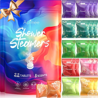 Aofmee Shower Steamers Aromatherapy 22 Pack - Shower Bombs Valentines Day Gifts for Her and Him, Shower Tablets with Essential Oils for Relaxation, Self Care Birthday Gifts for Women and Men