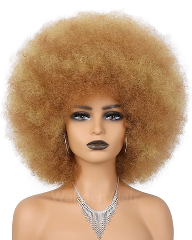 Short Afro Puff 70s Wigs for Black Women Glueless Wear and Go Wig Fluffy Shoulder Length Heat Resistant Bouncy Colorful Wig and Synthetic Wigs (27/30#)