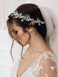 SWEETV Crystal Bridal Headpieces for Brides Silver Wedding Hair Accessories Bride Headband Pearl Hair Vine Rhinestone Hair Pieces for Women