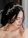 SWEETV Crystal Bridal Headpieces for Brides Rose Gold Wedding Hair Accessories Bride Headband Pearl Hair Vine Rhinestone Hair Pieces for Women