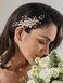 SWEETV Flower Bride Wedding Hair Comb Pearl Bridal Crystal Leaf Gold Headpiece Rhinestones Handmade Jewelry for Women and Girls
