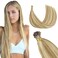 GOO GOO I Tip Hair Extensions Real Human Hair, 24inch 50g 50S, Cold Fusion I Tip Hair Extensions, Invisible Remy Hair Extensions, 16/22 Light Blonde Highlighted Golden Blonde