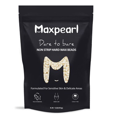 Maxpearl Wax Beads for Facial Hair Removal, 1LB Hypoallergenic Hard Wax Beans with Natural Ingredients for Sensitive Skin, Eyebrows, Upper Lip, Chin, Sideburns, Neck &amp; More