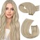 Moresoo Sew in Hair Extensions Real Human Hair Blonde Highlight Weft Extensions Human Hair Ash Blonde with Blonde Sew in Weft Human Hair Extensions Blonde 22 Inch 100g