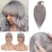 Benehair 100% Remy Human Hair Toppers for Women with Bangs 150% Density Hand Made Silk Base Clip in Hair Pieces for Women with Slight Hair Loss Thinning Hair Cover Gray Hair -8 Inch Grey