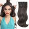 Clip in Hair Extensions 5PCS Dark Brown Hair Extensions for Women 20 Inch Long Wavy Synthetic Hair Extension Invisible Lace Weft Natural Soft Hairpieces (Dark Brown)