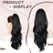Ponytail Extension, 26 Inch Drawstring Ponytail Extension for Women Long Black Wavy Layered Pony Tails Hair Extensions Synthetic Clip in Ponytail Hairpiece for Women