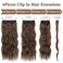 WECAN Clip in Hair Extension 24 Inch 6PCS Dark Brown Long Wavy Hairpieces for Women Natural Thick Synthetic Fiber Double Weft Hair Full Head