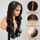 KOME Black Synthetic Lace Front Wig,13&times;4 HD Lace Body Wave Pre Plucked Glueless Wigs for Women Daily Use 26IN