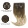 HOTBANANA Human Hair Clip in Hair Extensions, Ombre Walnut Brown to Ash Brown and Bleach Blonde 120g Clip in Hair Extensions Real Human Hair Straight Remy Hair Clip Ins 14 Inch 7pcs