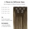 HOTBANANA Human Hair Clip in Hair Extensions, Balayage Chocolate Brown with Honey Blonde 120g Clip in Hair Extensions Real Human Hair Straight Remy Hair Clip Ins Dark Roots Ombre 16 Inch 7pcs