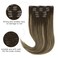 HOTBANANA Human Hair Clip in Hair Extensions, Balayage Chocolate Brown with Honey Blonde 120g Clip in Hair Extensions Real Human Hair Straight Remy Hair Clip Ins Dark Roots Ombre 16 Inch 7pcs