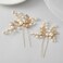 SWEETV 2Pcs Bridal Hair Accessories Pearl Bride Wedding Hair Pins Leaf Bridal Head Piece Rhinestones Hair Jewelry Gold Hair Accessories for Women and Girls