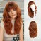 Esmee Long Wavy Wine Auburn Wigs for Women Natural Synthetic Hair Heat Resistant Wigs with Bangs for Daily Party Cosplay Use 22 Inches