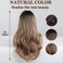 Esmee 24" Long Wavy Wigs with Bangs Dark Blonde Roots Light Brown Wigs for Women Long Wave Brown Ombre Hair with Blonde Wigs,Heat-resistant synthetic wigs for daily parties and role-playing