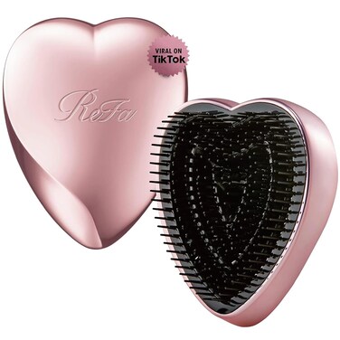 ReFa HEART BRUSH ROSE GOLD   Heart Shaped Detangling Brush for Women   Small Hair Brush for Thick Hair   Hair Detangler Hair Brush Travel Hair