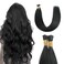 Sunya I Tip Hair Extensions Human Hair 28 Inch #1 Jet Black 50g/50Strands Long Straight Black I Tip Hair Extensions