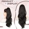 Ponytail Extension, Drawstring Ponytail Extension for Women 26 Inch Long Dark Brown Wavy Layered Pony Tails Hair Extensions Synthetic Clip in Ponytail Hairpiece for Women