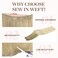 GOO GOO Sew in Hair Extensions Real Human Hair, Weft Hair Extensions Human Hair, 18ET90A Natural Blonde Balayage 14Inch 80g, Weft Bundles Straight Silky Remy Hair