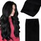 GOO GOO Sew in Hair Extensions Real Human Hair, Weft Hair Extensions Human Hair, 1 Jet black 18inch 100g, Weft Bundles Straight Silky Remy Hair