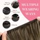 GOO GOO Sew in Hair Extensions Real Human Hair, Weft Hair Extensions Human Hair, 4/26/4 Balayage Chocolate Brown to Honey Blonde 24inch 120g, Weft Bundles Straight Silky Remy Hair
