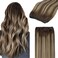 GOO GOO Sew in Hair Extensions Real Human Hair, Weft Hair Extensions Human Hair, 4/26/4 Balayage Chocolate Brown to Honey Blonde 24inch 120g, Weft Bundles Straight Silky Remy Hair