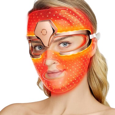 NEWKEY Ultra-lightweight Cordless Red light Therapy Mask for Face, Silicone LED Face Mask Light Therapy, Red Light for Wrinkles Blue Light for Acne, NEW PDT Technology,Timing 10-minute Treatment