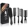 DUAIU Hair Brush, Boar Bristle Hair Brush and Hair Comb Set, Men Professional Styling Hairbrush Wide Tooth Comb for Curls Straight Thick Thin All Hair (5 PCS)