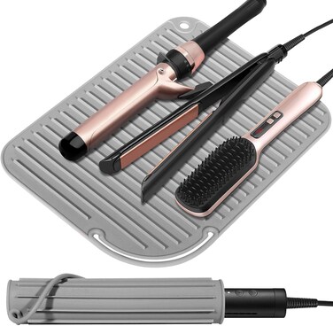 Quccefods Heat Resistant Mat Large Silicone Hot Hair Tools Holder for Curling Irons Flat Iron Hair Straightener Mat Portable Vanity Pad Accessories/Organizer