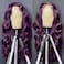 Colorful Bird Dark Purple Human Hair Wig Body Wave Deep Burgundy 13x4 Lace Front Wigs Grape Purple Glueless Wigs 180% Density for Women HD Transparent Lace Front Wigs 18 inch