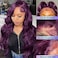 Dark Burgundy 13x4 Body Wave Lace Front Wig Human Hair 150% Density Deep Smokey Purple Body Wave Wigs for Women HD Transparent Lace Front Wigs Glueless Human Hair Pre Plucked with Baby Hair 28inch