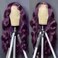 Dark Burgundy 13x4 Body Wave Lace Front Wig Human Hair 150% Density Deep Smokey Purple Body Wave Wigs for Women HD Transparent Lace Front Wigs Glueless Human Hair Pre Plucked with Baby Hair 28inch