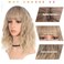 Short Wavy Wig with Bangs for Women,Ombre Blonde Shoulder Length Bob Curly Wig Natural Looking Brown to Blonde Synthetic Hair with Light Brown Roots for Daily Party Use