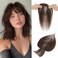 S-noilite Hair Toppers for Women - Real Human Hair Topper, 8 * 11inch Handmade Base with Bangs, 3603D Cover Clip in French Bangs (Dark Brown)