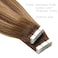 Lacer Hair Tape in Hair Extensions Human Hair 20 Pieces 50 Grams Balayage Chocolate Brown to Caramel Blonde with Chocolate Brown Roots Tape in Hair Extensions 16 Inch R#4-4/27