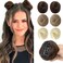 REECHO 2 PCS Mini Claw Clip in Messy &amp; Cat Ears Hair Bun Extensions HB001 Wig Accessory Updo Hairpieces for Women Girls (Pack of 2-3" Straight, Dark Chocolate Brown)