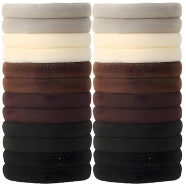 Best ouchless hair ties,100 Pcs Large Brown for Thick Curly Hair Elastic Band Ponytail Holder -Bulk for Women, Girls, Kids, Men - 8MM Thick, No Damage, Soft, Nylon, Stretchy, Cloth, Seamless, Fabric