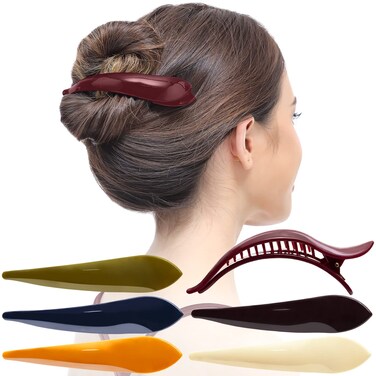 RC ROCHE ORNAMENT 6 Pcs Womens Hair Clip Professional Styling Sectioning Inner Teeth Curve Durable Alligator Duck Bill Jaw Strong Secure Grip Salon, Medium Classic Multicolor