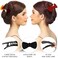 RC ROCHE ORNAMENT 6 Pcs Womens French Barrette Cute Flat Ribbon Bow Styling Strong Hold Firm Grip Teeth Side Slide Beauty Fashion Accessory Plastic Hair Clips Clamp, Medium Black
