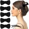 RC ROCHE ORNAMENT 6 Pcs Womens French Barrette Cute Flat Ribbon Bow Styling Strong Hold Firm Grip Teeth Side Slide Beauty Fashion Accessory Plastic Hair Clips Clamp, Medium Black