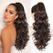 ALXNAN Ponytail Extension,24 Inch Claw Ponytail Hair Extensions for Women，Claw Clip in Long Wavy Synthetic Black Brown Ponytail Extension for Daily Use.