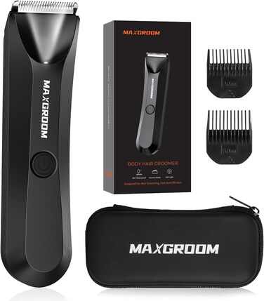 Manscape Body Hair Trimmer for Men, IPX7 Waterproof Pubic &amp; Groin Hair Trimmer- Electric Ball Shaver with LED Light, Ceramic Blade, USB Rechargeable &amp; Travel Pouch