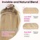 REECHO Clip in Hair Extensions, 4PCS Hair Extensions 14" Short Wavy Hair Extensions Invisible Lace Weft Natural Soft Hairpieces for Women &ndash; Golden Blonde with Highlights