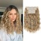 REECHO Clip in Hair Extensions, 4PCS Hair Extensions 14" Short Wavy Hair Extensions Invisible Lace Weft Natural Soft Hairpieces for Women &ndash; Golden Blonde with Highlights