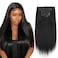 ABH AMAZINGBEAUTY HAIR Real Remy Thick Yaki Straight Clip Ins Black Hair Extensions for African American Relaxed Hair 7 Pieces 120 Gram Per Set, 20 Inch