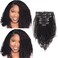 ABH AMAZINGBEAUTY HAIR Kinky Curly Clip in Natural Black Afro Kinkys Curly Hair Extensions 3C Clip in Hair Extensions Real Human Hair for Black Women Curly Clip in 7 Pcs With 17 Clips 120G 12 Inch