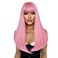 SUKRI Pink Wig with Bangs for Women Long Straight Pink Wig 22 Inch Colorful Synthetic Wig Natural Looking Hair Wigs for Daily Party Cosplay Use