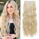 REECHO Clip in Hair Extensions, 4PCS Blonde Hair Extensions 24" Thick Long Beach Waves hair extensions HE003 Invisible Lace Weft Natural Soft Hairpieces for Women &ndash; Natural Blonde